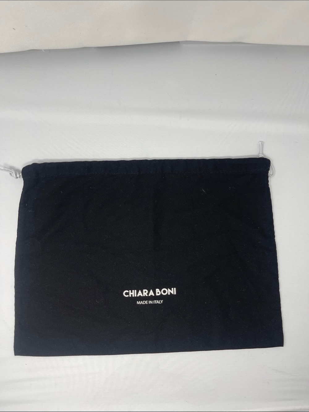 Chiara Boni Black Drawstring Storage Pouch with White Logo